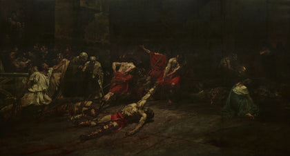 Spoliarium (1884), painting by Juan Luna, National Museum of Fine Arts, Manila. Image courtesy National Museum of the Philippines / Wikimedia Commons, public-domain artwork.